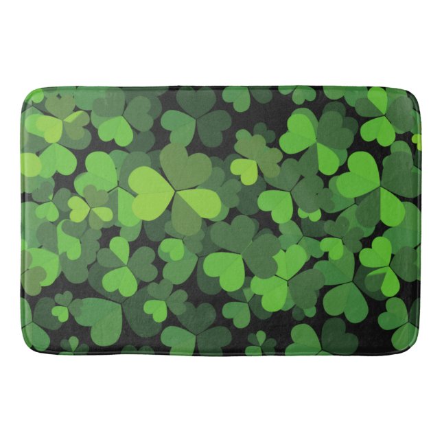 Green Clovers, Lucky Clovers, Saint Patrick's Day Bath Mat (Front)