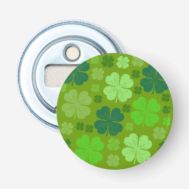 Green Clovers, Lucky Clovers, Saint Patrick's Day Bottle Opener (Front)