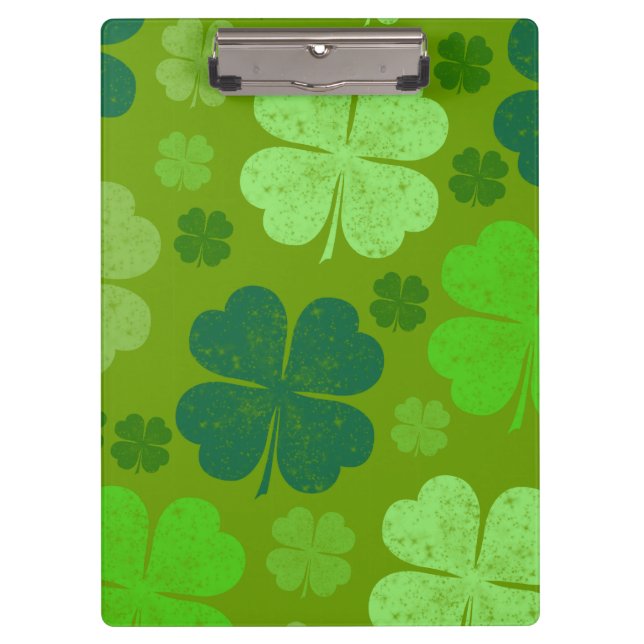 Green Clovers, Lucky Clovers, Saint Patrick's Day Clipboard (Front)