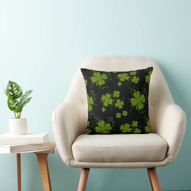 Green Clovers, Lucky Clovers, Saint Patrick's Day Cushion (Chair)
