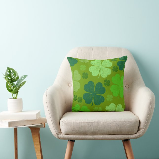 Green Clovers, Lucky Clovers, Saint Patrick's Day Cushion (Chair)