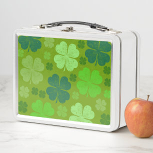 Green Clovers, Lucky Clovers, Saint Patrick's Day Metal Lunch Box