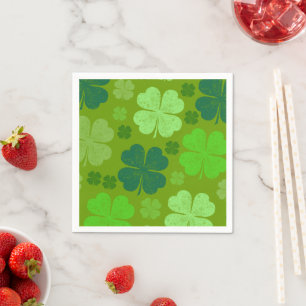Green Clovers, Lucky Clovers, Saint Patrick's Day Napkin