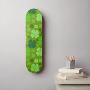 Green Clovers, Lucky Clovers, Saint Patrick's Day Skateboard