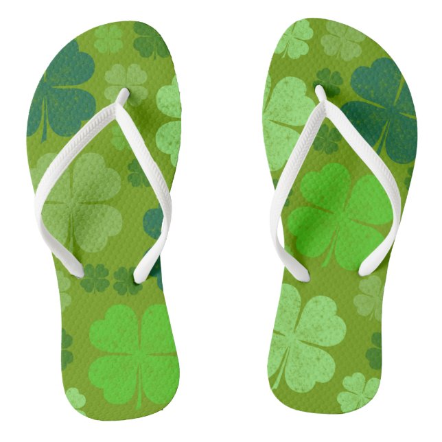 Green Clovers, Lucky Clovers, Saint Patrick's Day Thongs (Footbed)