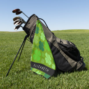 Green Clovers, Lucky Clovers, Your Name Golf Towel
