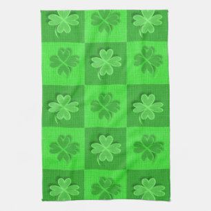 Green Clovers Pattern Tea Towel