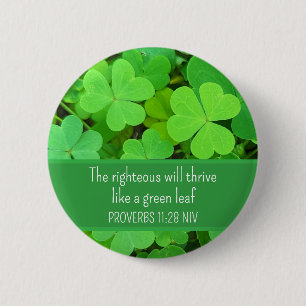 Green Clovers Photo Prosperity Bible Verse Cute 6 Cm Round Badge