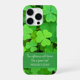 Green Clovers Photo Prosperity Bible Verse Cute iPhone 16 Pro Case