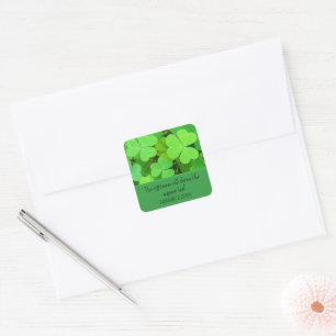 Green Clovers Photo Prosperity Bible Verse Cute Square Sticker