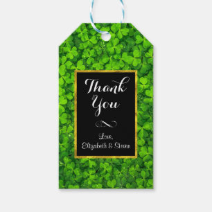 Green Clovers with FAUX Gold Foil Frame Thank You Gift Tags