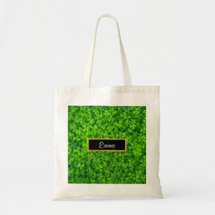 Green Clovers with FAUX Gold Foil Frame Tote Bag