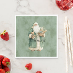 Green Coat Santa Christmas Toys Napkin