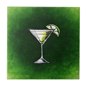 Green cocktail absinthe ceramic tile