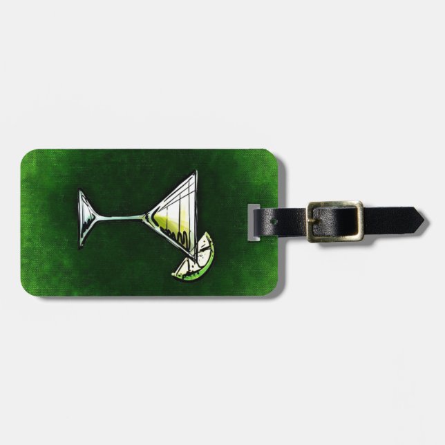 Green cocktail absinthe luggage tag (Front Horizontal)