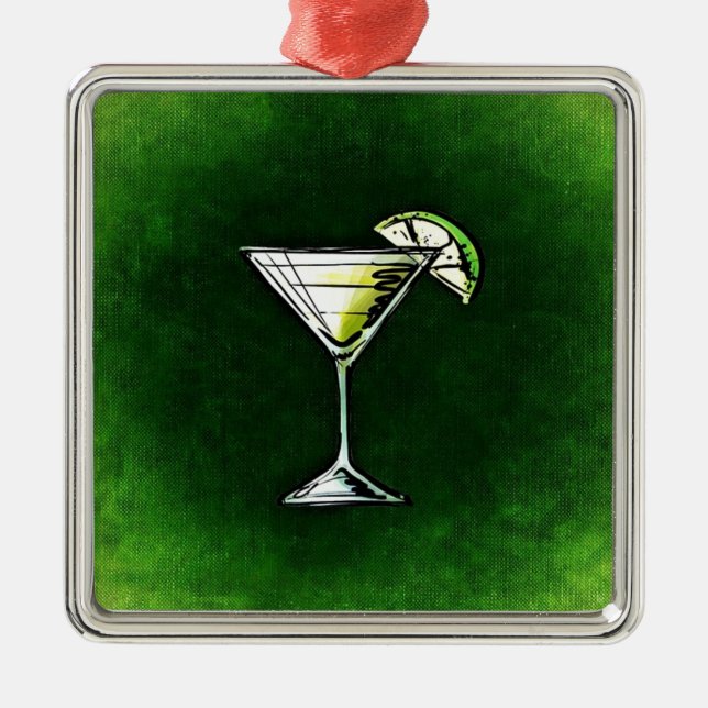 Green cocktail absinthe metal ornament (Front)