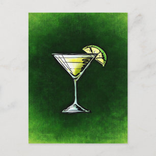 Green cocktail absinthe postcard