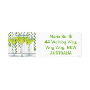 Green cocktail and ribbon return address label