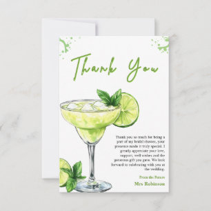 Green Cocktail Margs & Matrimony Bridal Shower Thank You Card