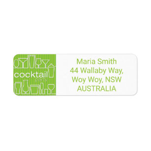 Green cocktail party return address label