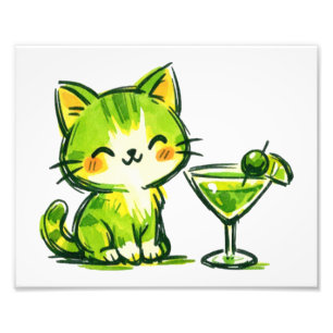 Green Cocktails and Cats Photo Print