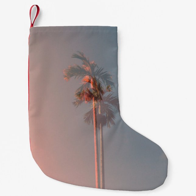 Green coconut tree small christmas stocking (Front)