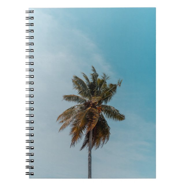 Green coconut tree under blue sky notebook (Front)