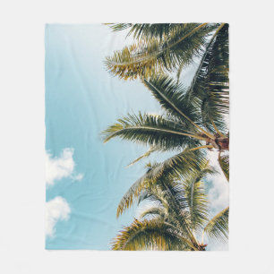 Green coconut trees fleece blanket