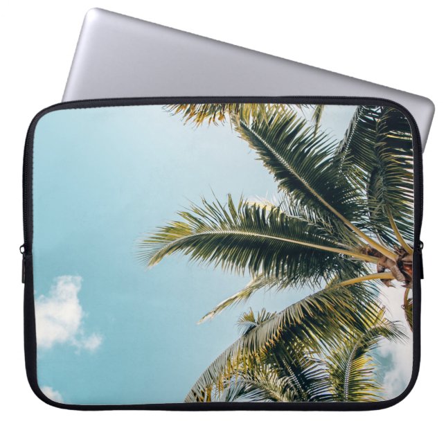 Green coconut trees laptop sleeve (Front)