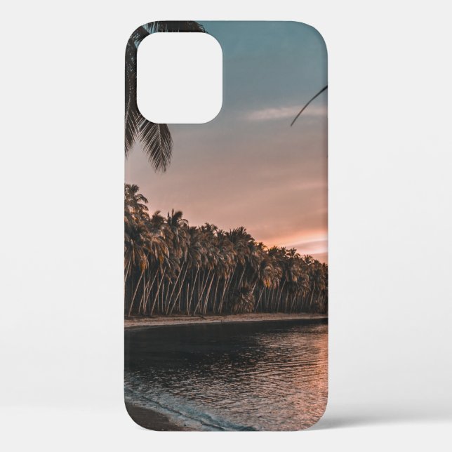 GREEN COCONUT TREES LINING UP THE BEACH Case-Mate iPhone CASE (Back)