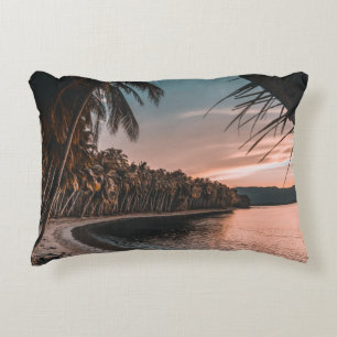 GREEN COCONUT TREES LINING UP THE BEACH DECORATIVE CUSHION
