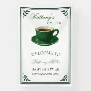 Green Coffee Cup Baby Shower Welcome Banner