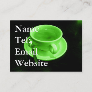 Green Coffee cup on a black table Business Card