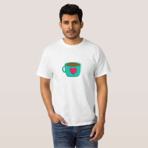 Green Coffee Mug Cup Red Heart Design Gifts T-Shirt