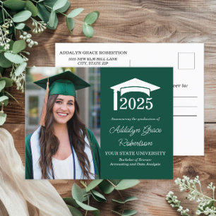 Green College University Photo Graduation Invitation Postcard