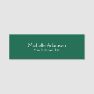 Green Color Professional Plain Modern Name Tag
