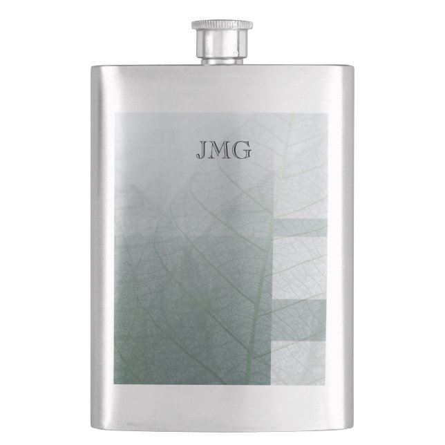 Green colour block leaves hip flask (Front)