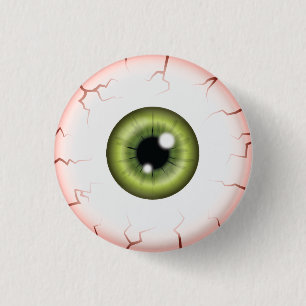 Green Colour Eyeball Halloween Bloodshot Eyeball 3 Cm Round Badge