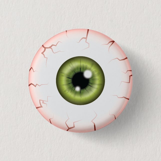 Green Colour Eyeball Halloween Bloodshot Eyeball 3 Cm Round Badge (Front)