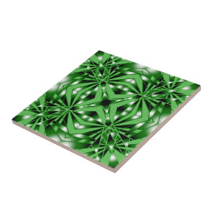 Green Colour Gradient Filled Perspective Drawing Ceramic Tile