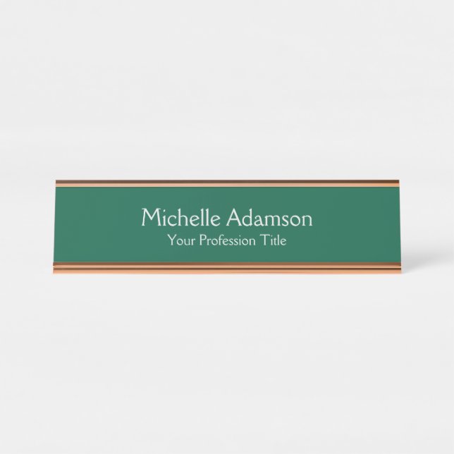 Green Colour Professional Plain Modern Desk Name Plate (Front)