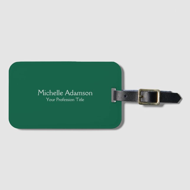 Green Colour Professional Plain Modern Luggage Tag (Front Horizontal)