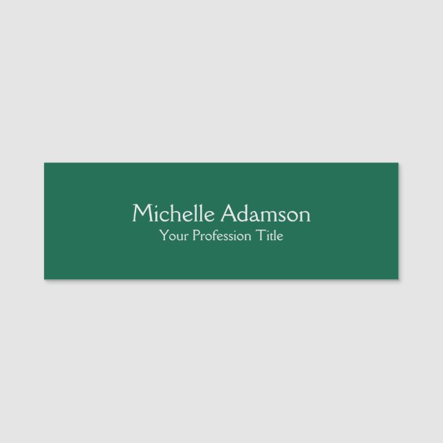 Green Colour Professional Plain Modern Name Tag (Front)