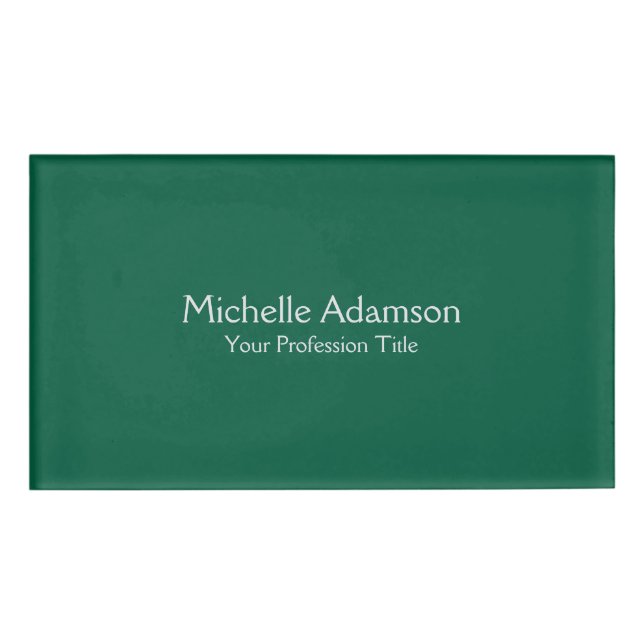 Green Colour Professional Plain Modern Name Tag (Front)