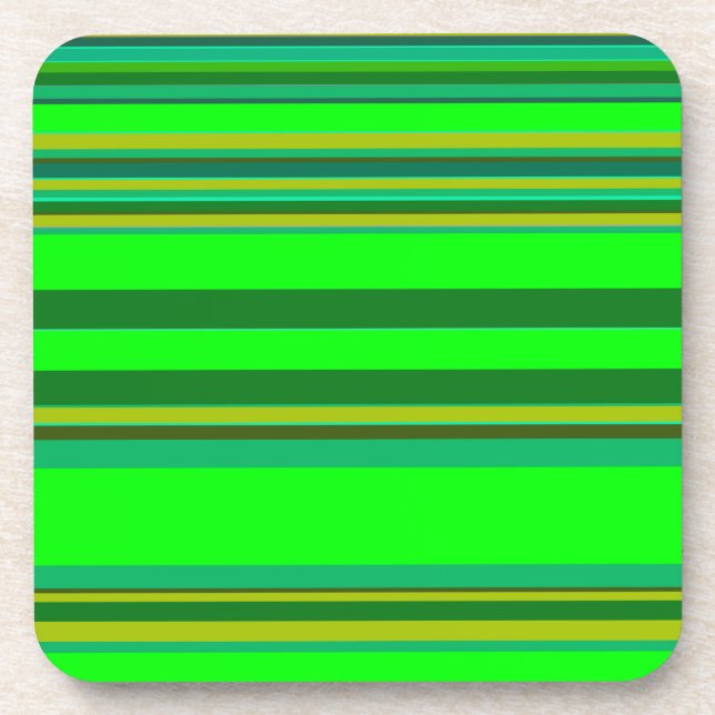 Green Colour Stripe Patter Designer Coaster (Front)