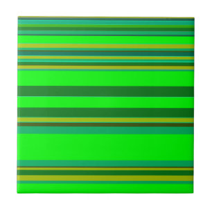 Green Colour Stripe Pattern Customised Designer Ceramic Tile