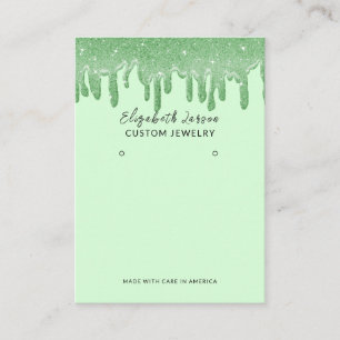 Green Colour Theme Glitter Drops Jewellery Display Calling Card