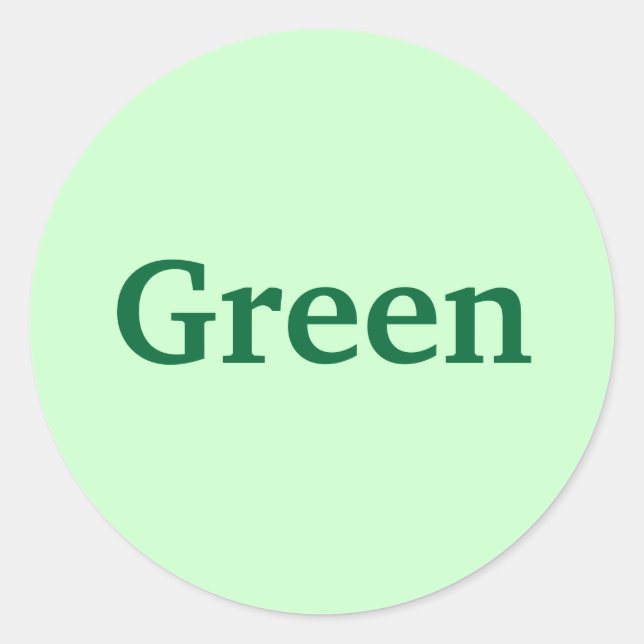 Green Colour Word on Light Green Stickers (Front)