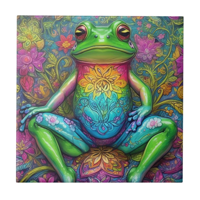 Green Coloured Frog Ceramic Tile Sets (Front)