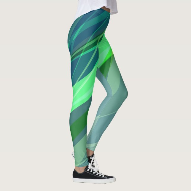Green Colourful Abstract Leggings (Right)